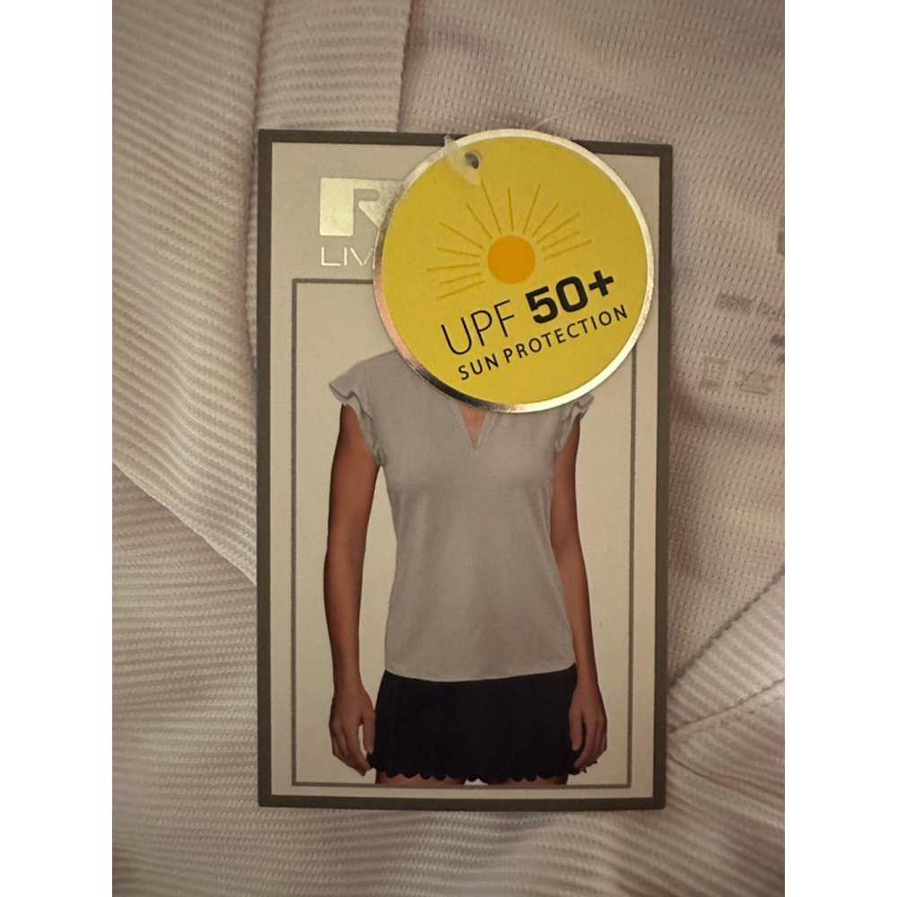 Women's RBX Flutter Sleeve Split Neck Short Sleeve Tee L - Picture 4 of 5